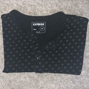 EXPRESS - 95% Cotton Mens 1/4 Button-down Short Sleeve Shirt - Mens L